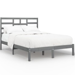 Cadre de lit sans matelas gris bois massif 135x190 cm 