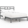Cadre de lit sans matelas gris bois massif 135x190 cm 