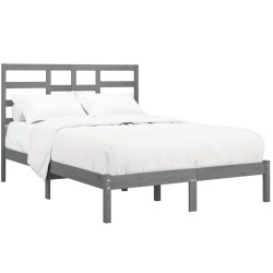 Cadre de lit sans matelas gris bois massif 135x190 cm 