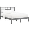 Cadre de lit sans matelas gris bois massif 135x190 cm 