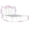 Cadre de lit sans matelas gris bois massif 135x190 cm 