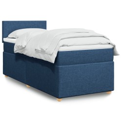 Sommier à lattes de lit avec matelas Bleu 90x190 cm Tissu 