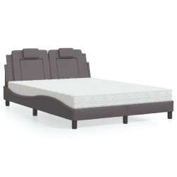 Lit avec matelas gris 140x200 cm similicuir 