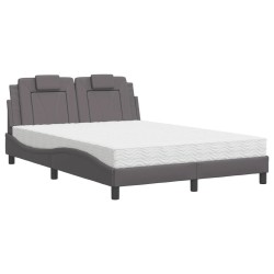 Lit avec matelas gris 140x200 cm similicuir 