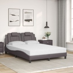 Lit avec matelas gris 140x200 cm similicuir 