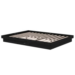 Cadre de lit sans matelas noir bois massif 