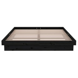 Cadre de lit sans matelas noir bois massif 