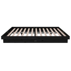 Cadre de lit sans matelas noir bois massif 