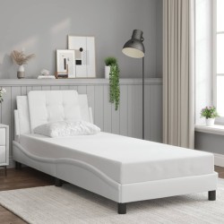 Cadre de lit sans matelas blanc 90x190 cm similicuir 
