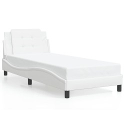 Cadre de lit sans matelas blanc 90x190 cm similicuir 