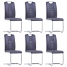 Chaises à manger cantilever lot de 6 gris similicuir daim 