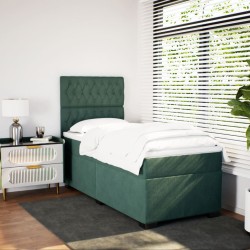 Sommier à lattes de lit avec matelas Vert foncé 90x190 cm 