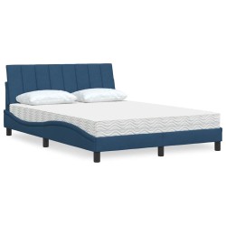 Lit avec matelas bleu 120x200 cm tissu 