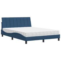 Lit avec matelas bleu 120x200 cm tissu 