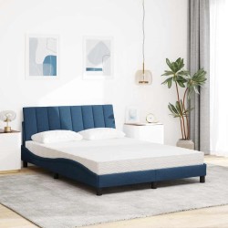 Lit avec matelas bleu 120x200 cm tissu 