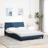 Lit avec matelas bleu 120x200 cm tissu 