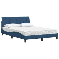 Lit avec matelas bleu 120x200 cm tissu 