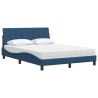 Lit avec matelas bleu 120x200 cm tissu 