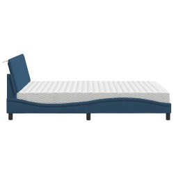 Lit avec matelas bleu 120x200 cm tissu 