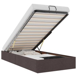 Cadre de lit ottoman sans matelas marron foncé 90x190 cm tissu 