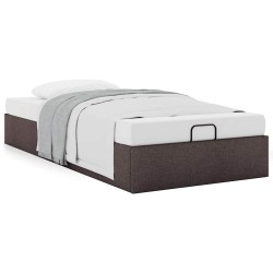 Cadre de lit ottoman sans matelas marron foncé 90x190 cm tissu 