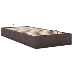 Cadre de lit ottoman sans matelas marron foncé 90x190 cm tissu 