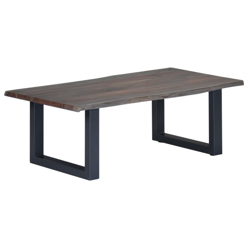 Table basse avec bord naturel Gris 115x60x40 cm Bois d'acacia Table basse avec bord naturel Gris 115x60x40 cm Bois d'acacia