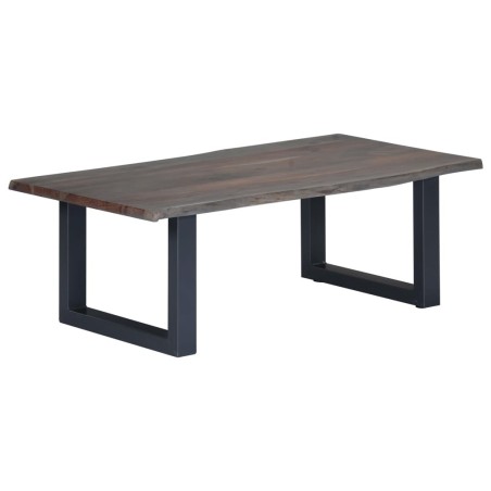 Table basse avec bord naturel Gris 115x60x40 cm Bois d'acacia 
