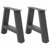 Pieds de table basse en forme de A, 2 pièces, anthracite, 50 x (30-31) cm, acier 