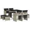 Ensemble à manger de jardin et coussins 9 pcs gris clair rotin 