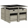 Ensemble à manger de jardin et coussins 9 pcs gris clair rotin 