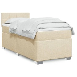 Sommier à lattes de lit et matelas Crème 90x190 cm Tissu 