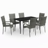 Ensemble à manger de jardin 7 pcs Gris et noir 