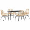 Ensemble à manger jardin 5pcs marron poly rotin verre 
