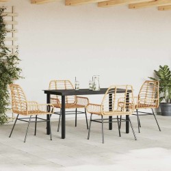 Ensemble à manger jardin 5pcs marron poly rotin verre 