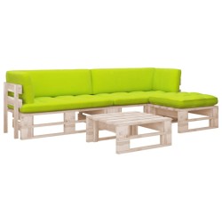 Salon de jardin palette 4pcs avec coussins Bois de pin imprégné 