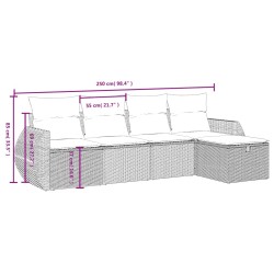 Salon de jardin avec coussins 5 pcs marron résine tressée 