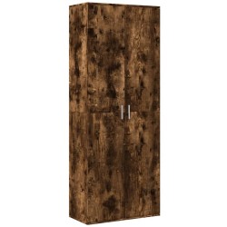 Buffet haut chêne fumé 70x35x180 cm bois d'ingénierie 