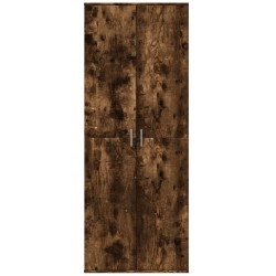 Buffet haut chêne fumé 70x35x180 cm bois d'ingénierie 