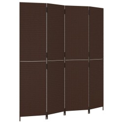 Cloison de séparation 4 panneaux marron résine tressée 
