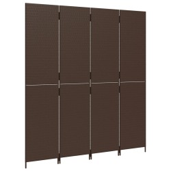 Cloison de séparation 4 panneaux marron résine tressée 