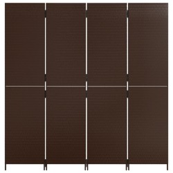 Cloison de séparation 4 panneaux marron résine tressée 