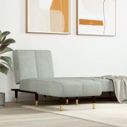 Chaise longue gris clair velours 
