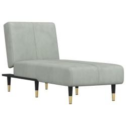 Chaise longue gris clair velours 