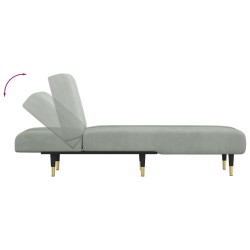 Chaise longue gris clair velours 
