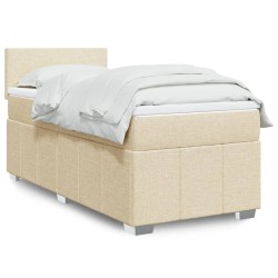 Sommier à lattes de lit et matelas Crème 90x190 cm Tissu 