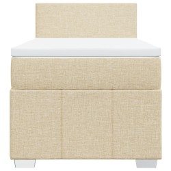 Sommier à lattes de lit et matelas Crème 90x190 cm Tissu 