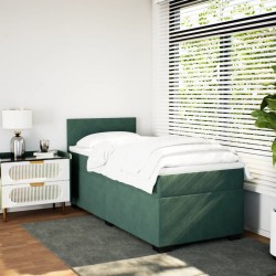 Sommier à lattes de lit avec matelas Vert foncé 100x200 cm 