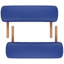 Table pliable de massage Bleu 3 zones avec cadre en bois 