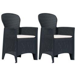 Chaises de jardin lot de 2 avec coussin Anthracite Plastique 